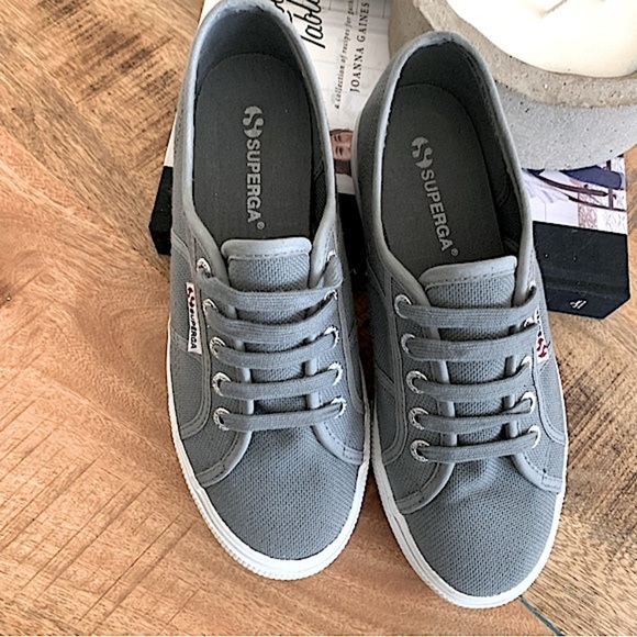 Superga Platform Gray Sneakers Size 7 - Picture 3 of 16
